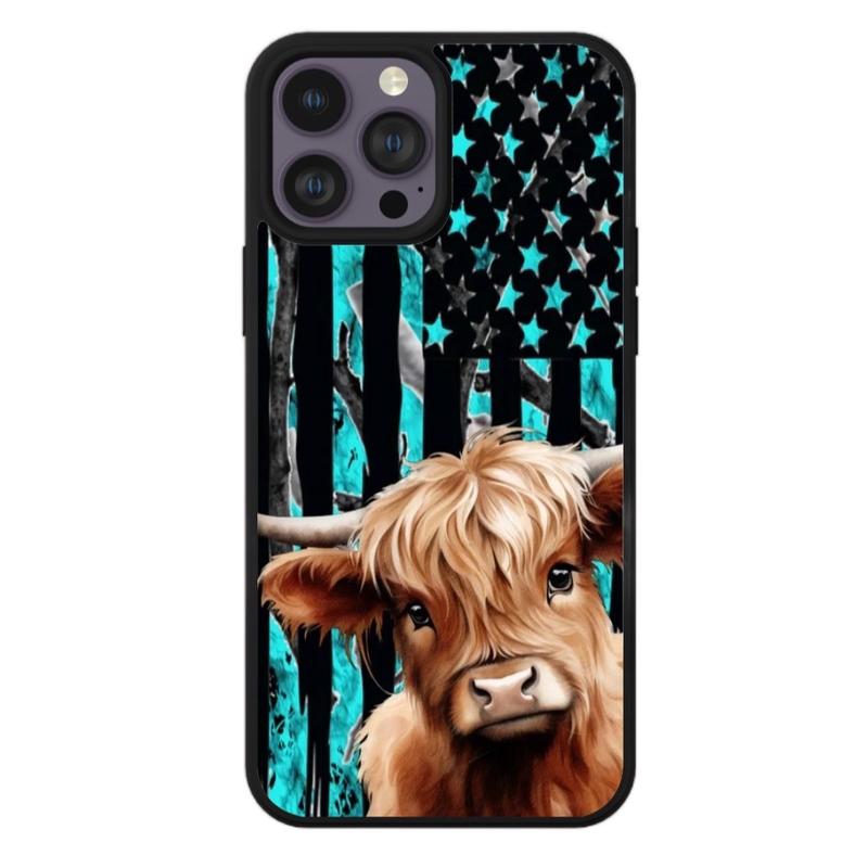 Highland Cow Flag Phone Case - Shockproof Protection for iPhone 16 15, 14, 13, 12, 11, X XS, XR, 8, 7, Pro, Plus, and Pro Max - Accessories