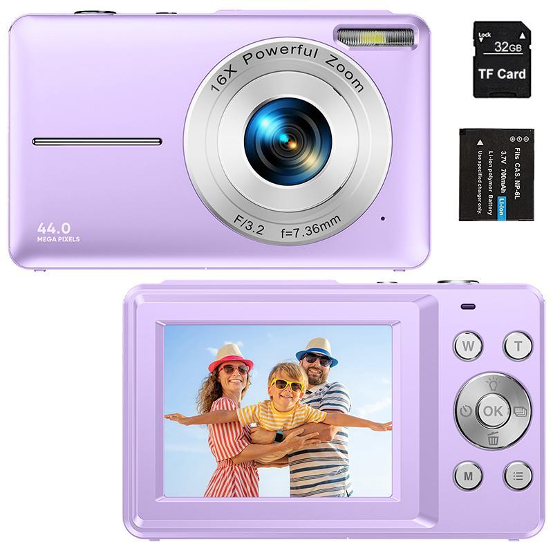 44MP Vintage Digital Camera, 1 Count 1080P Video Resolution 2.4 Inch IPS Screen Webcam, Rechargeable Vintage Camera Digital, Long Lasting Battery Life, Support Multi-language, Birthday Gifts, Mini Camera, Stocking Fillers