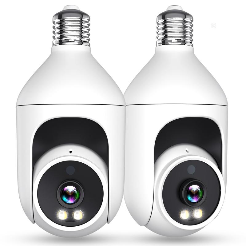 2K Light Bulb Security Camera Outdoor, 360° Pan & Tilt Wireless WiFi Camera AI Motion Tracking Detection Spotlight Siren Alarm WiFi Surveillance Indoor Home Camera, Color Night Vision, 2-Way Talk, Waterproof, Cloud SD Storage