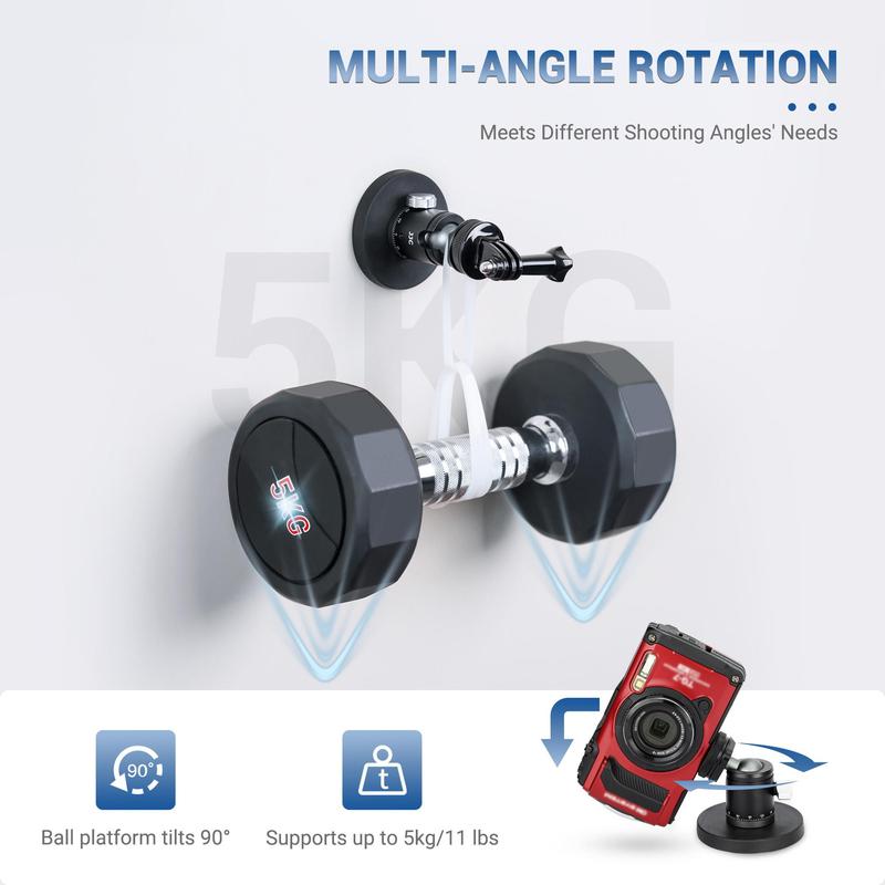 Magnetic Base Set with Strong Ball Head, 360° Rotatable Magnetic Camera Stand with 1 4