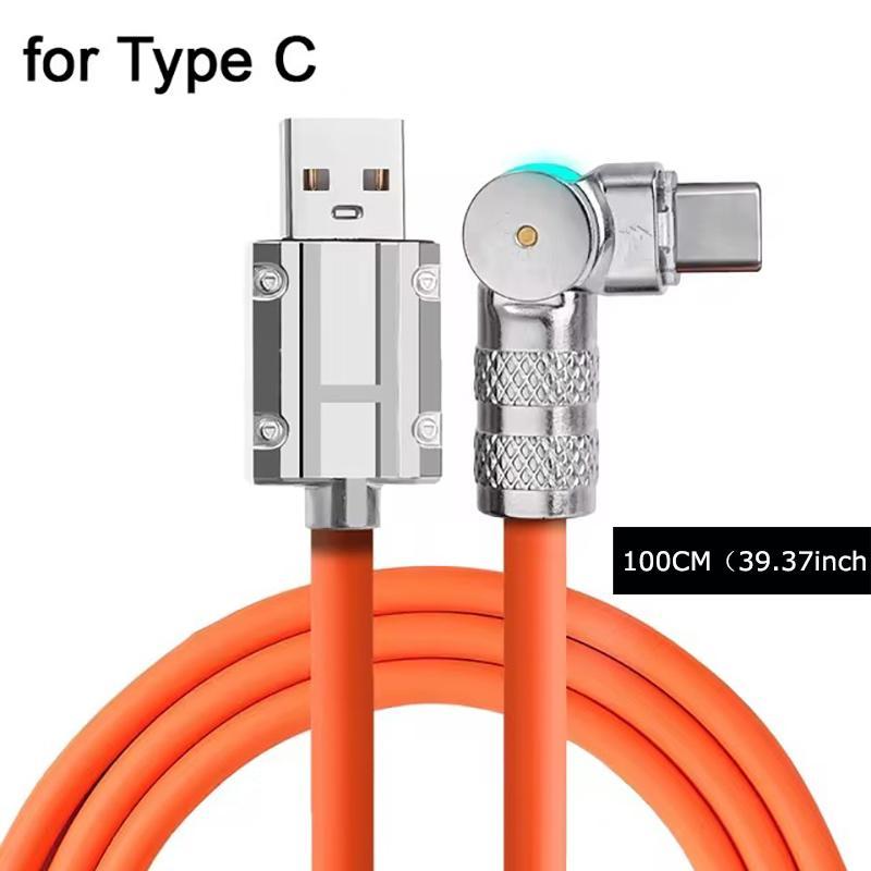 100W 6A USB Type C Elbow 180° Rotate Fast Charging Cable, USB C Data Cable, Charger Cable for iPhone 15 16 Pro Max Samsung S23 Xiaomi Huawei OPPO VIVO