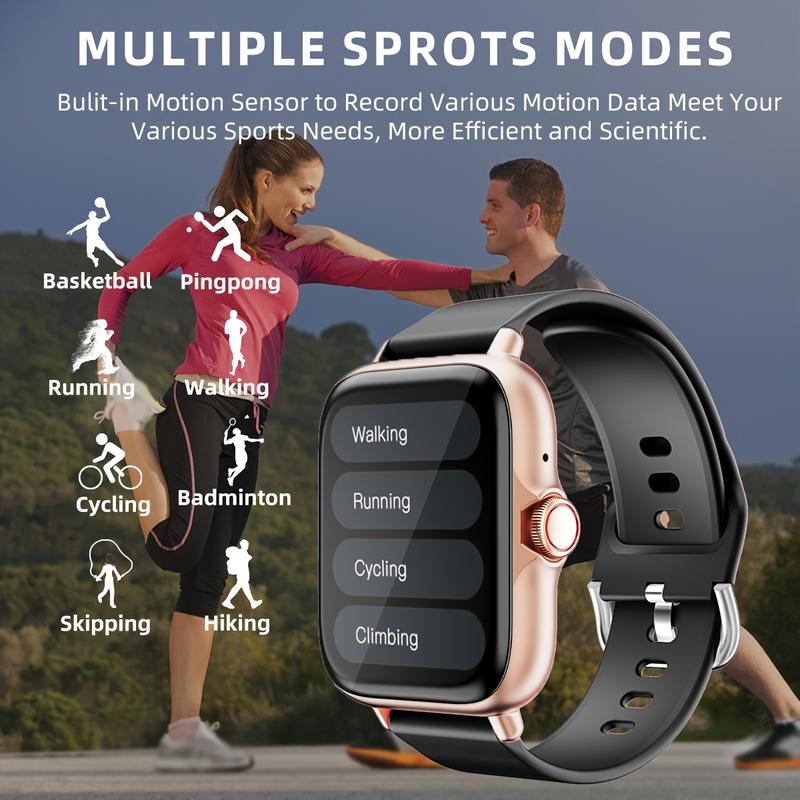 Waterproof Smart Watch, 1.83-Inch Full Touch Screen Display, with Messages, Answering Calls, Smart Watch, Sleep Monitoring, Sports Pedometer, Information Reminder, Suitable for iPhone Android Phones, Smart Bracelet, women's Men's Fitness Watch, Friend Gif