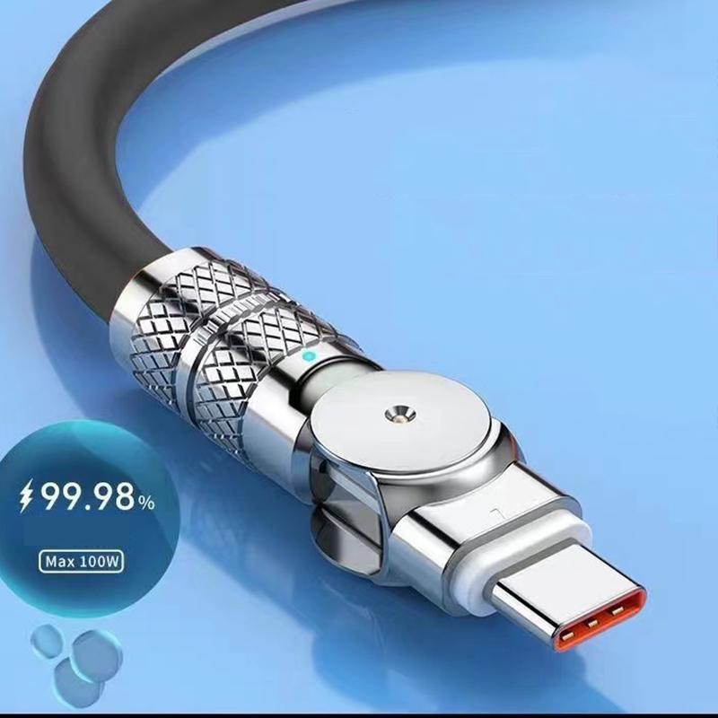 100W 6A USB Type C Elbow 180° Rotate Fast Charging Cable, USB C Data Cable, Charger Cable for iPhone 15 16 Pro Max Samsung S23 Xiaomi Huawei OPPO VIVO