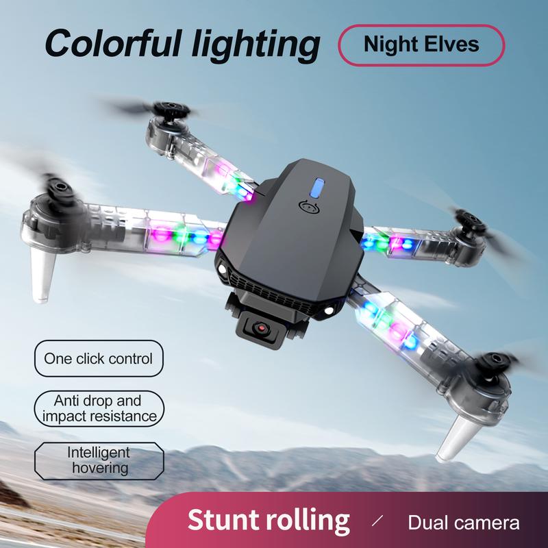 Mini Drone with Camera for KIds - 1080P HD FPV RC Quadcopter with 90° Adjustable Lens, Coloeful LED Lights, Gestures Selfie, One Key Start, 360° Flips,Toys Gifts RC Drone for Boys Girls Black