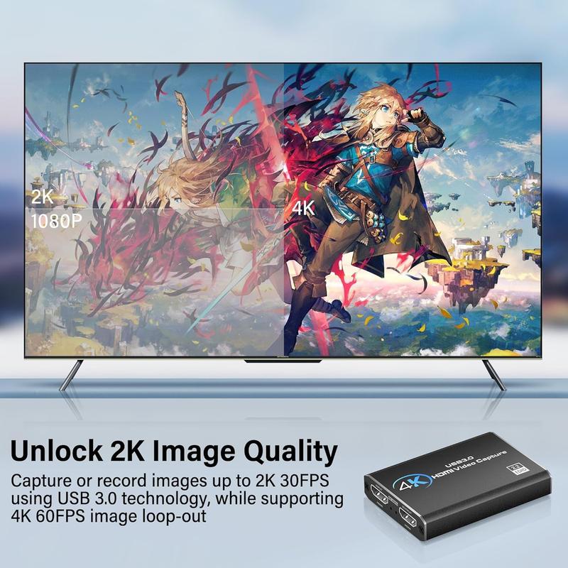 HDMI Video Capture Card for  - 4K External Capture Card for Streaming with USB 3.0 and 2K 30FPS  Capture for   PS5  PS4 Steam Deck