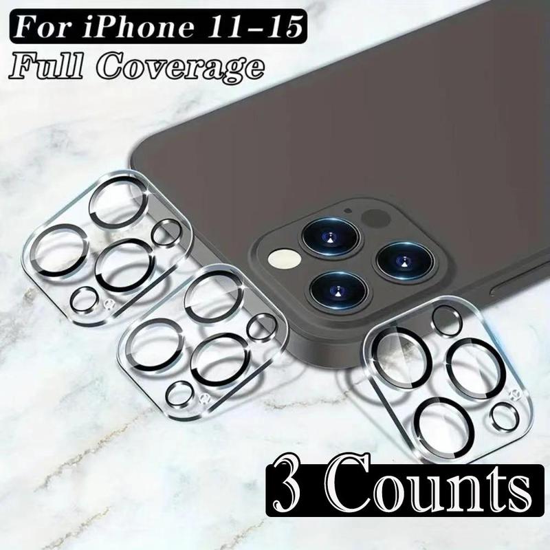 Mobile Phone Lens Protector, Tempered Glass Cellphone Camera Lens Protective Film, Phone Accessories, Anti-scratch Smartphone Lens Protector Compatible with iPhone 11 12 13 14 15 Pro Max