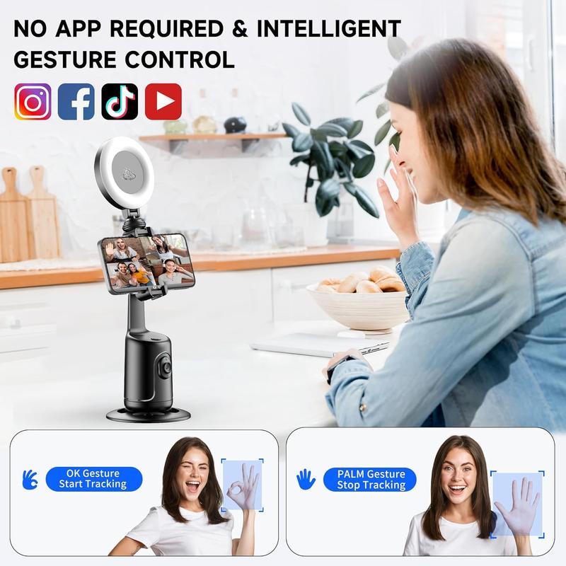 AI Tracking Phone Gimbal Stabilizer Tripod for iPhone, 360° Rotatable Auto Face Tracking Gimbal Stabilizer Tripod, Anti-shaking Phone Stabilizer, Vlogging Equipment for Phone