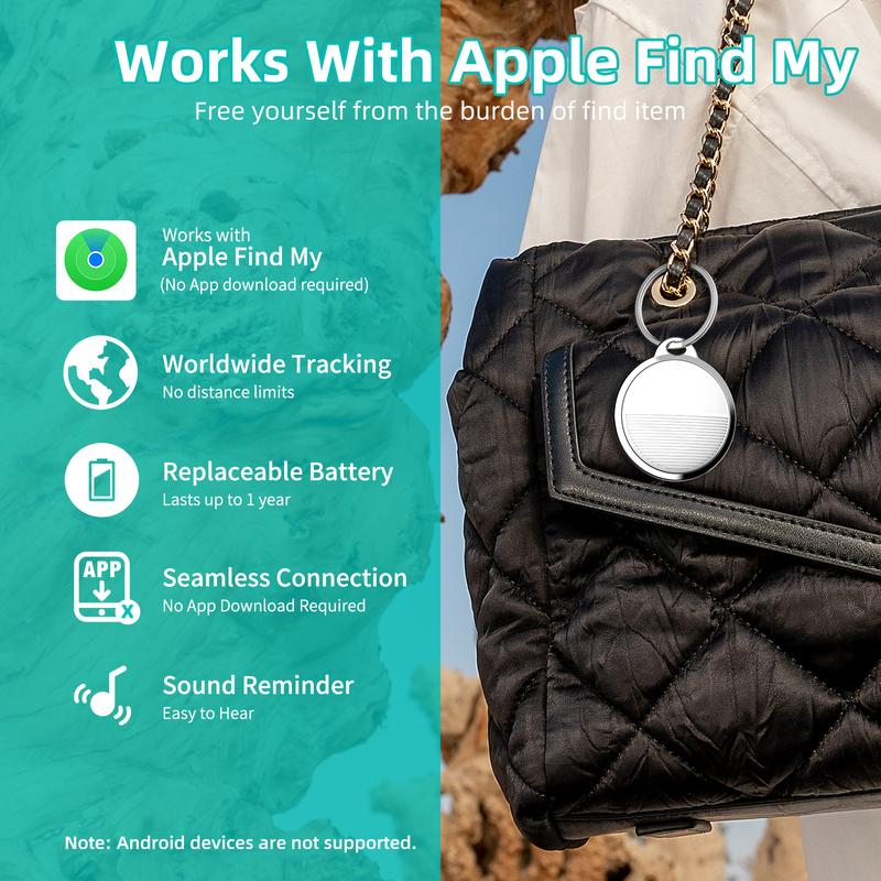 Global Location Tracker for Apple Find My, Key Finder,Water Resistant Gps Device ,Android not Supported, Works with Apple Find My (iOS only), Bag, Key and Luggage, Phone Finder