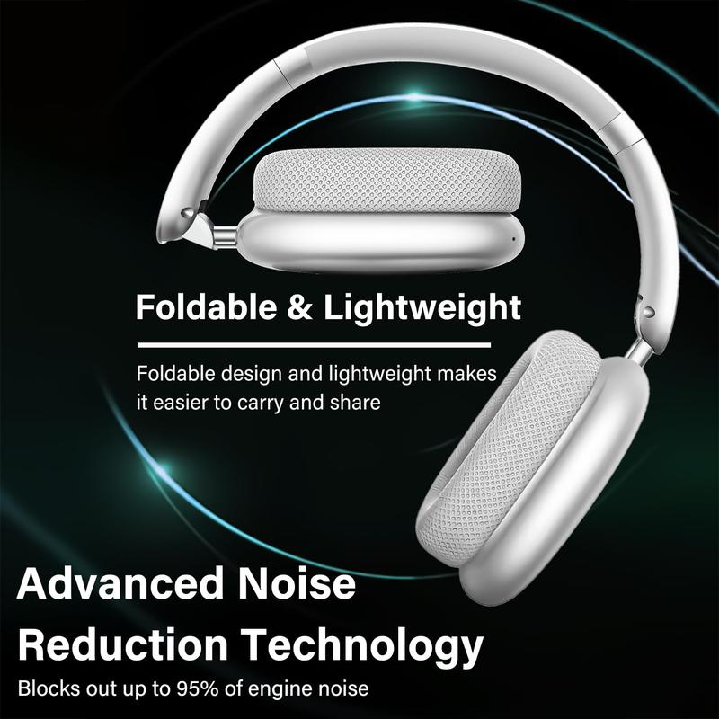 Y01 Wireless Noise Cancelling Headphones with Bluetooth 5.3, 48-Hour Battery Life, Foldable Design, Hi-Res Audio, Soft Memory Foam Earpads for Ultimate Comfort, and Built-in Microphone for Clear Calls