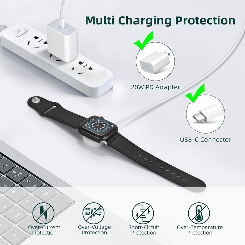 USB C Fast Watch Charger Compatible with Watch Series Ultra2 Ultra SE2 9 8 7 6 5 4 3 2 1 SE, Magnetic Charging Cable with Type C 20W PD Adapter, Watch Cord with Wall Block, 4.9ft