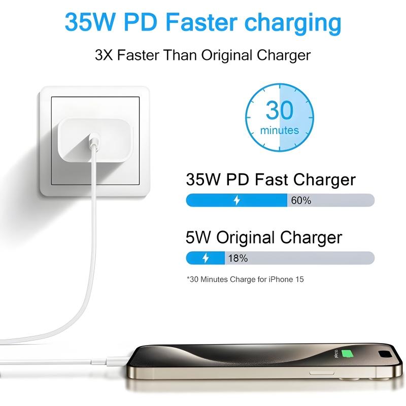 35W PD Fast Charger With 6FT USB C to iOS Cable for iPhone, Super Fast USB C Charger for iPhone 14 Pro Max 13 Pro 12 11 X XS 8 7 6 Fast Charging Charger Cable Set Cellphone Devices