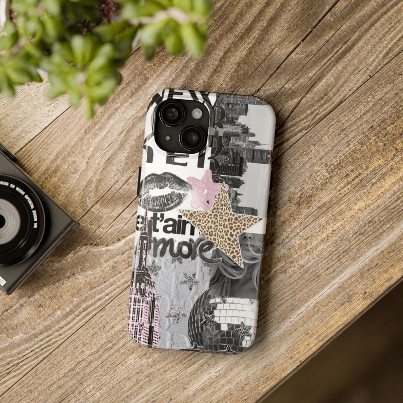 NYC Collage Phone Case | Retro Y2K Design, Aesthetic Cityscape Phone Cover for iPhone 16 Pro Max, Samsung, Pixel