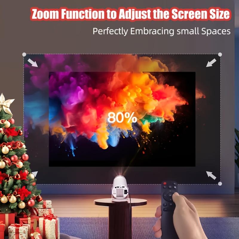 Audio Remote Portable Wireless Smart Projector Android 11, WiFi, 4K Supported HD, Zoom Function, Compatible with Smart Devices, Portable Design, US Plug, 110V 220V, Ideal for Outdoor, RV, Office, Education, Family & Friends Gifts