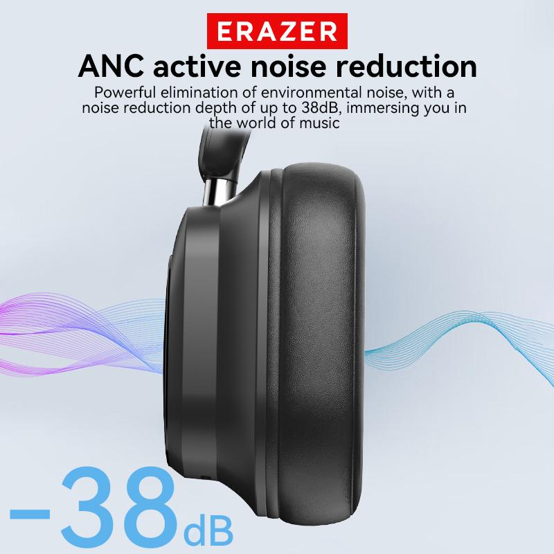 ERAZER TH10 ANC Noise Cancellation Wireless Bluetooth Headphones Touch Screen Headset HIFI Stereo Full-Color Display Multifunctional Earbuds Foldable with Built-in Microphone