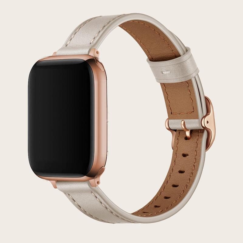 Solid Color Faux Leather Smart Watch Band (Band Only), 1 Count Adjustable Replacement Watch Band for Women, Smart Watch Band, Ultra-thin Soft Watchband For iWatch Series, Wearable Devices Accessories, Watches Band