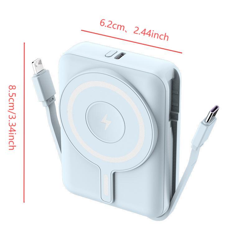 10000mAh Magnetic Fast Charge Mobile Power Supply, 15W Wireless Power Bank with Dual Cable, PD 20W Fast Charge Power Bank for iPhone 15 14 13 12