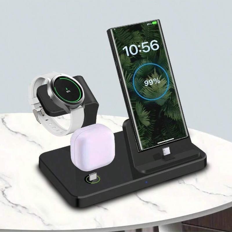 Wireless Charger Station for Samsung, 3 in 1 Fast Wireless Charging Stand for Samsung Galaxy S24 S24 Ultra S24+ S23 Ultra Galaxy Watch Galaxy Buds Smartphone Cellphone