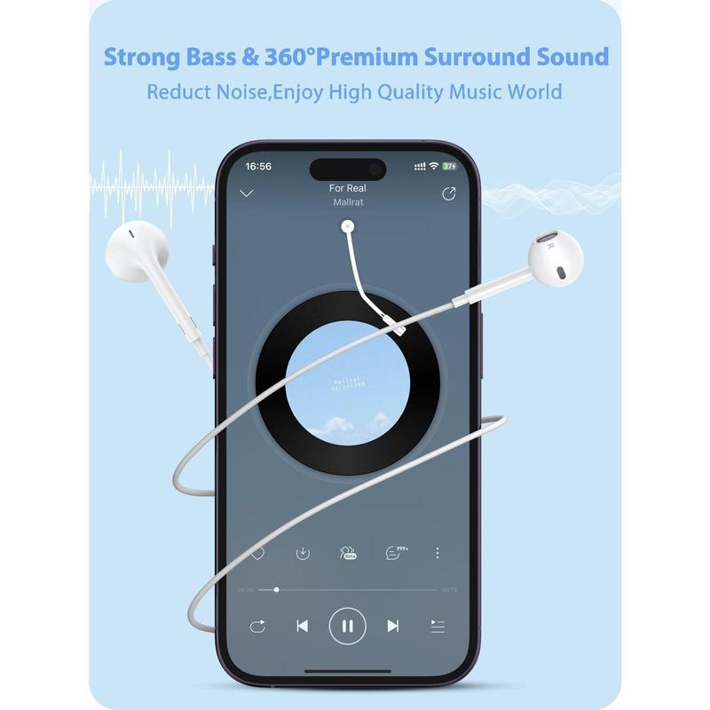 2 pcs Headphones for iPhone Earbuds Wired Built-in Microphone & Volume Control Noise Isolating Headsets Compatible with iPhone 14 13 12 11 XR XS X 8 7 SE Pro Pro Max