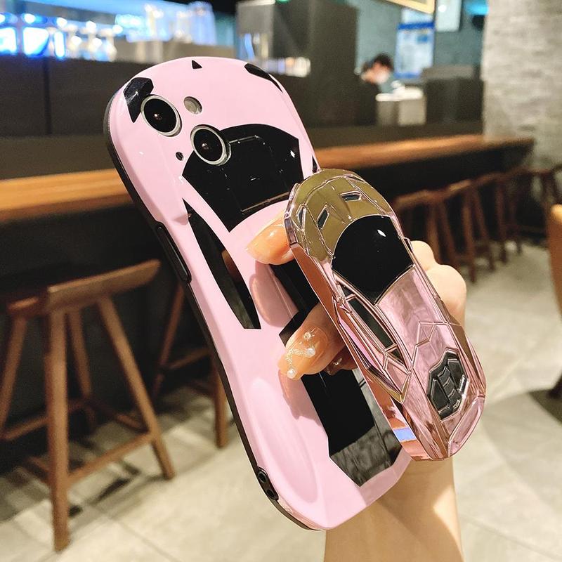 Car Shaped Phone Case with Holder, Anti-fall & Anti-fingerprint Mobile Phone Case, Shockproof Phone Cases for iPhone