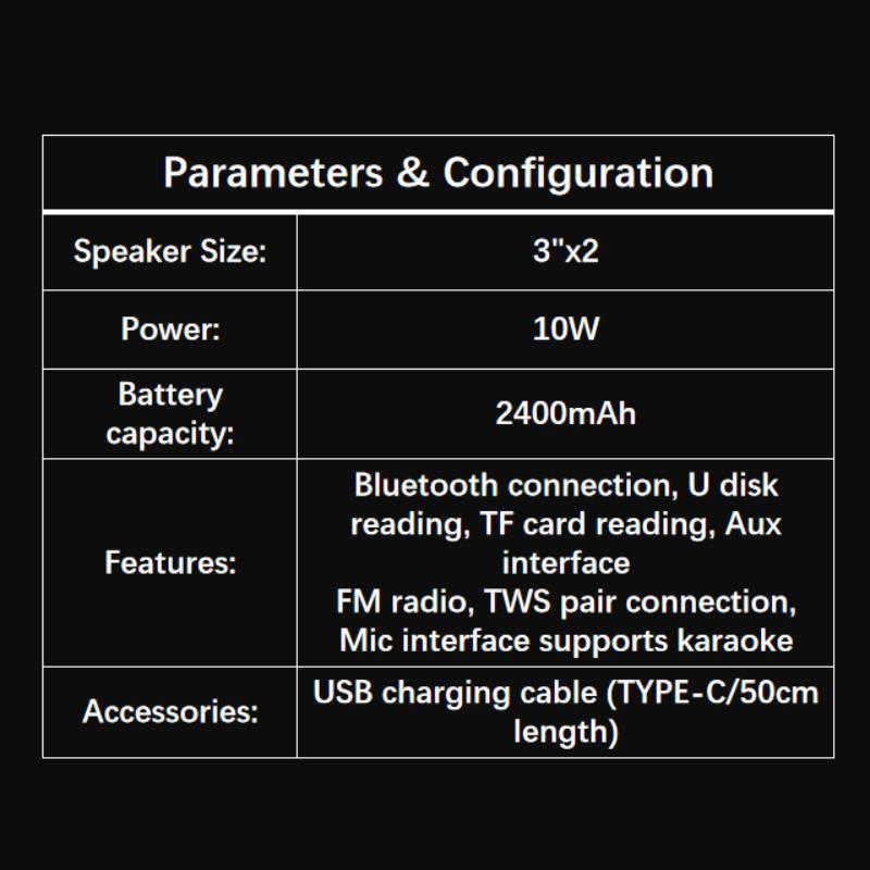 Portable Wireless Speaker with Microphone, Rechargeable Stereo Sound Sub Woofer Speaker with RGB Colorful LED Lights, Karaoke Machine Sound System