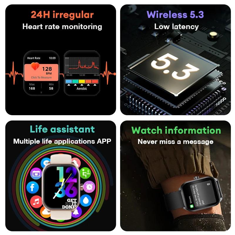 Aolon smart watch 2.01 ''AMOLED curved screen IP68 waterproof Bluetooth 5.3 call AI vioce assistant fitness smartwatch for men