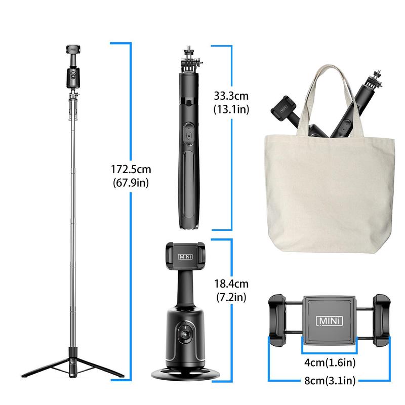 Smart AI Facial Recognition Smartphone Tripod, Summer Outdoor Photography Accessories, 360° Face Tracking Mobile Phone Pan & Tilt Stand, Outdoor Panoramic Tracking & Stabilization for Home & Outdoor Use, Tripod Fish, Stocking Fillers Gift