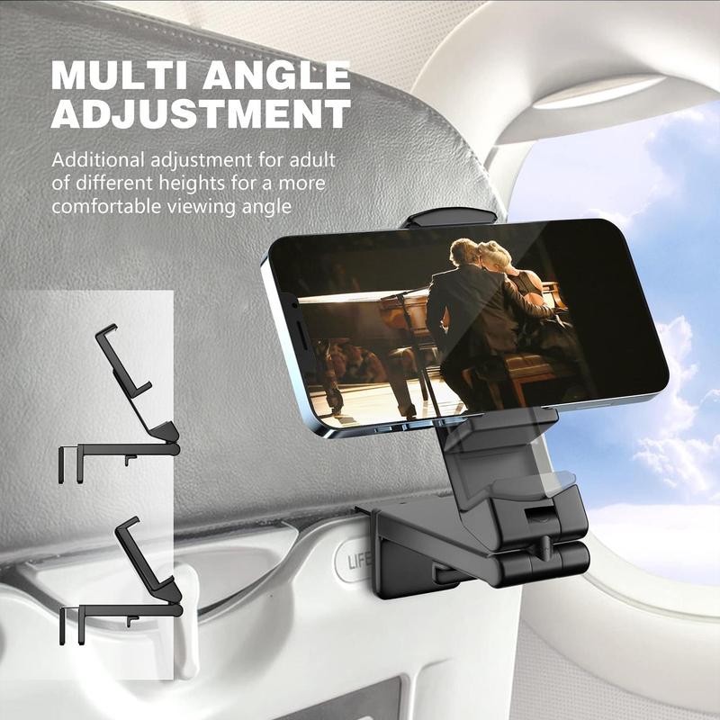 Universal in Flight Airplane Phone Holder Mount, Multi-directional Dual 360 Degree Rotation Hands Free Viewing Smartphone Holder, Universal Compact Travel Essential Accessory for Flying