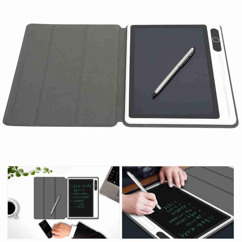 Electronic Notepad LCD Tablet Drawing Pad Business Supplies Hand Painting Tool 9 Inch(Black (With Faux Leather Case) )