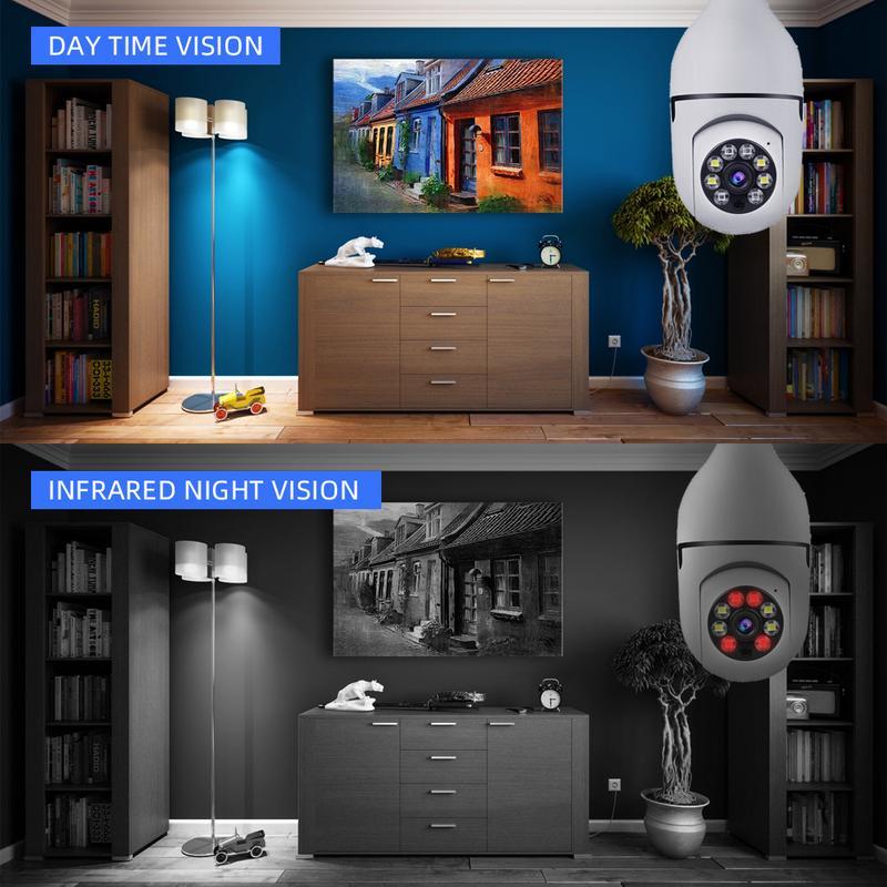 Wireless Light Bulb Security Camera, 5G&2.4GHz WiFi, 3MP HD, Infrared Night Vision, Pan Tilt, 2-Way Audio, Human Detection, Alexa Compatible, Micro SD, Time-Limited Offer, Christmas Gifts Halloween Gifts