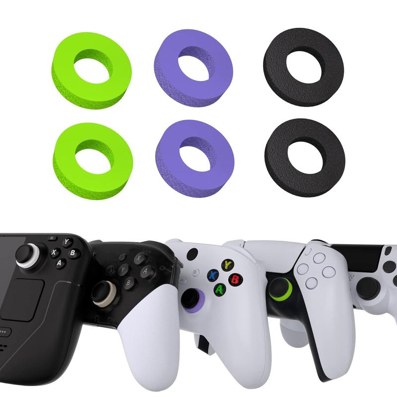 Precision Rings, Aim Assist Motion Controller 6PCS Precision Target Control Rings Suitable for PS4, PS5, Xbox One, Xbox Series X, Switch, Switch Pro Accessories Different Strengths Motion Control(Black Purple Green)