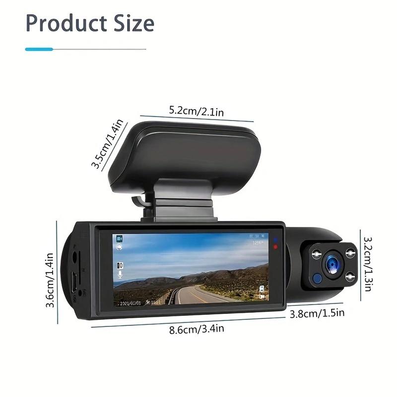 Front & Inside Dashcam, 1 Count Dash Camera for Car, Car Dashcam with 32GB Memory Card, Wide Angle Car Driving Recorder with IR Night-Visionr, 3.16 Inch lPS Screen 1080P HD Car Camera with Dual Lens, Fall Gift Birthday Gifts