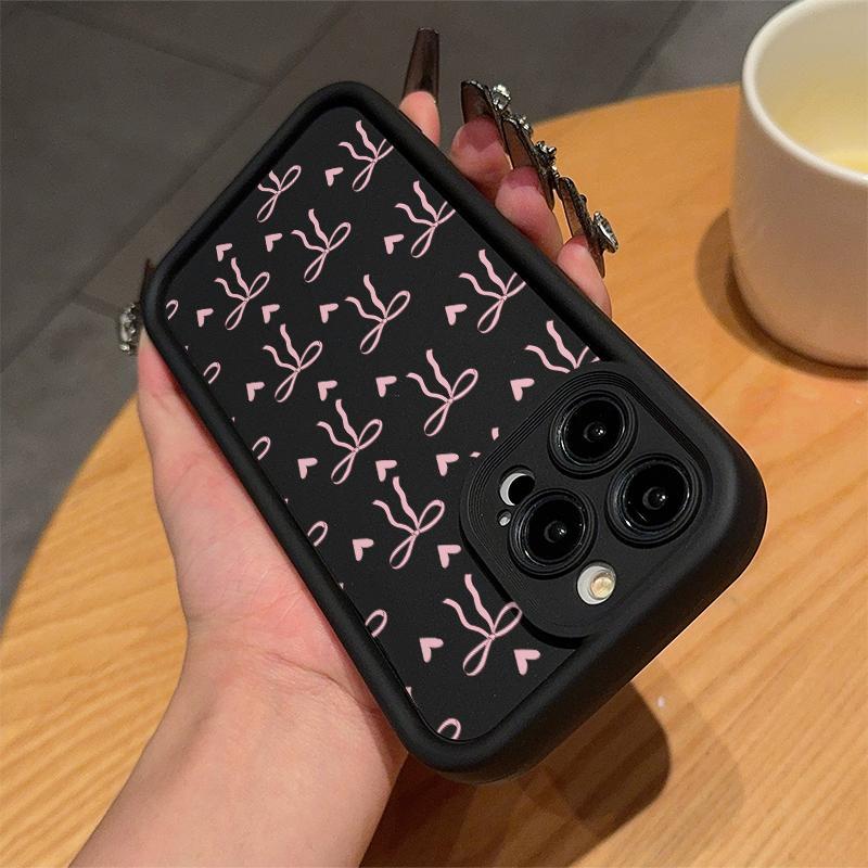 Bow & Heart Pattern Phone Case, Cute Anti-drop Cellphone Protective Case, Total Protective Shockproof Mobile Phone Cover for iPhone