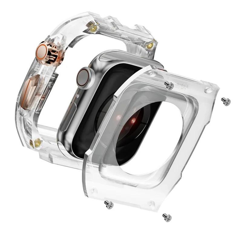 Modification Kit Transparent Protective Case+TPU Strap For Apple Watch Ultra 9 band for iWatch Series 9 8 7 6 5 4 45mm 44mm 49mm