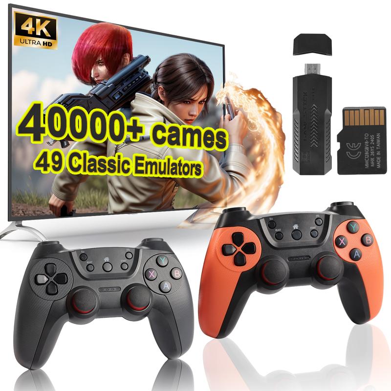 Wireless Retro Console Gamepad, X2 Gamepad Built-in 40000 Games, Dual 2.4G Wireless Controller, 4K Ultra HD Plug and Play Retro Arcade Game Console, HDMI HD Output 64g-128G Memory for TV PC Plug and Play Gamepad Adapter Port Cable