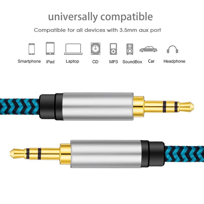 Aux Cord 30ft, Nylon Braided 3.5mm Audio  Aux  Audio  3.5mm Male to Male Aux Cord for , Headphones, Speaker, Home Stereos,iPod,Echo