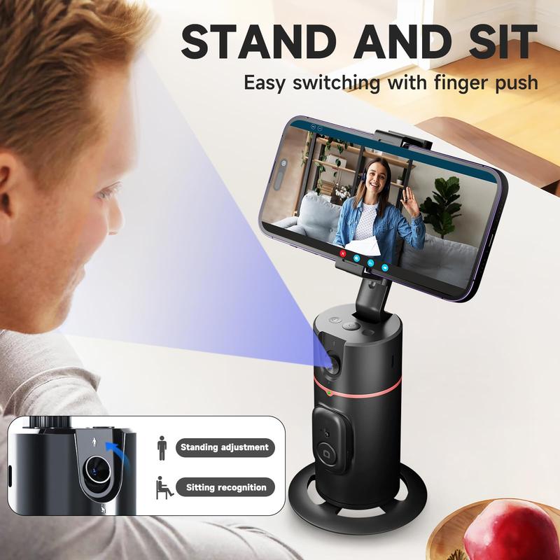 Auto Face Tracking Gimbal Stabilizer, Phone Accessories, Portable 360° Rotation Smart Selfie Cellphone Stabilizer For Shooting, Vlog, Anti-shaking Holder with Remote Control for iOS Android Smartphone, Phone Accessories, Stocking Fillers Gift