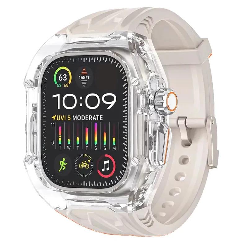 Modification Kit Transparent Protective Case+TPU Strap For Apple Watch Ultra 9 band for iWatch Series 9 8 7 6 5 4 45mm 44mm 49mm