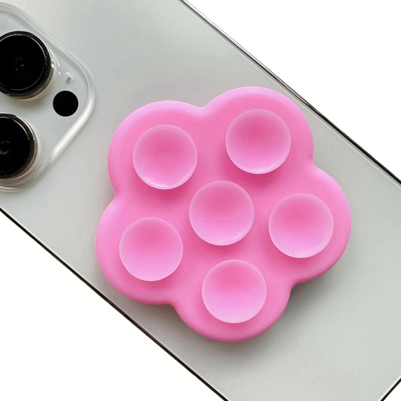 Adhesive Silicone Suction Cup Phone Grip, Flower Shaped Hands-Free Cell Phone Back Holder for Selfies, Universal Phone Accessories