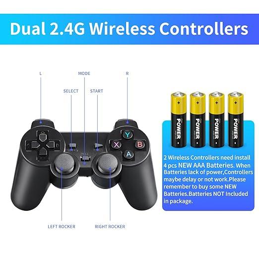 2024 NEW Retro Game Console, Nostalgia Stick Game,Retro Game Stick,Plug and Play Video Game Stick Built in 20000+ Games,4K HDMI Output,9 Classic Emulators, Dual 2.4G Wireless Controllers-64G playstation