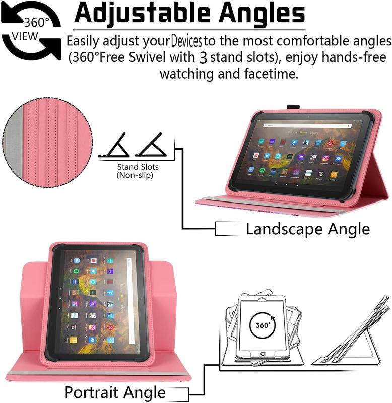 Universal 10 10.1 Inch Android Tablet Case,360 Degree Rotatable Kickstand Multiple Viewing 9.5