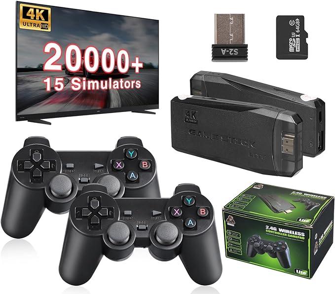 2024 NEW Retro Game Console, Nostalgia Stick Game,Retro Game Stick,Plug and Play Video Game Stick Built in 20000+ Games,4K HDMI Output,9 Classic Emulators, Dual 2.4G Wireless Controllers-64G playstation