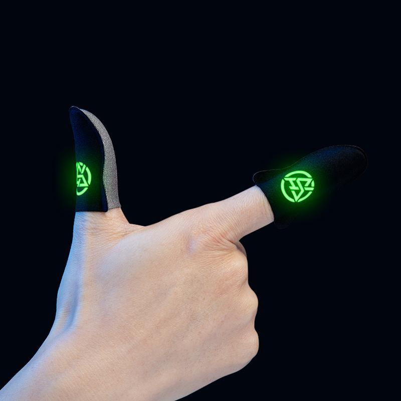 Luminous Gaming Finger Gloves with Storage Box, 1 Pair Anti-sweat Gaming Finger Gloves with Storage Box, Breathable Finger Gloves for Mobile Phone, Universal Gaming Accessories