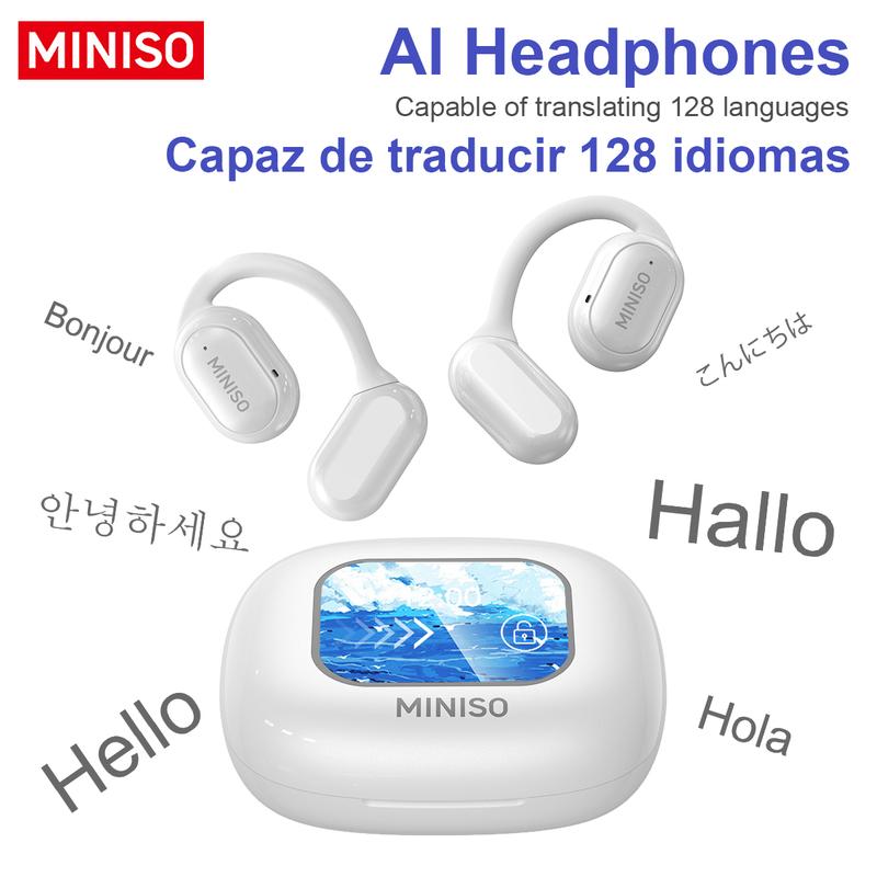 MINISO X30 OWS Translation Wireless Bluetooth Earphones Support 128 Languages Real Time Bluetooth Translation Support Playing Music Phone Calls Headphones & Meeting Summary Earbuds