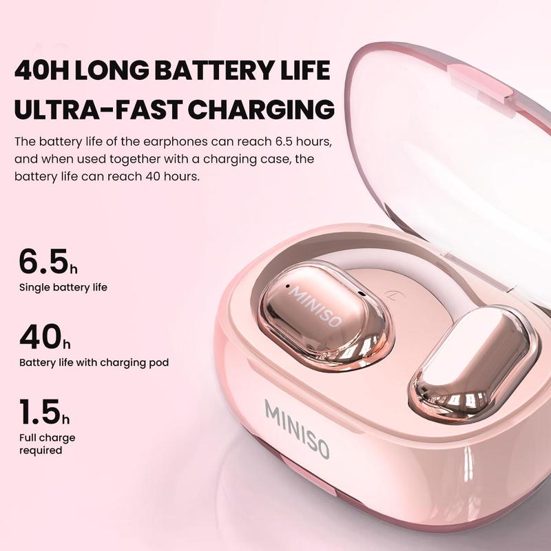 Christmas MINISO Wireless Ear-hook Headphone, Rechargeable Earphone with HiFi Sound, Long Battery Time Earphone Compatible with All Smartphones, Wireless Earphone, Earbuds