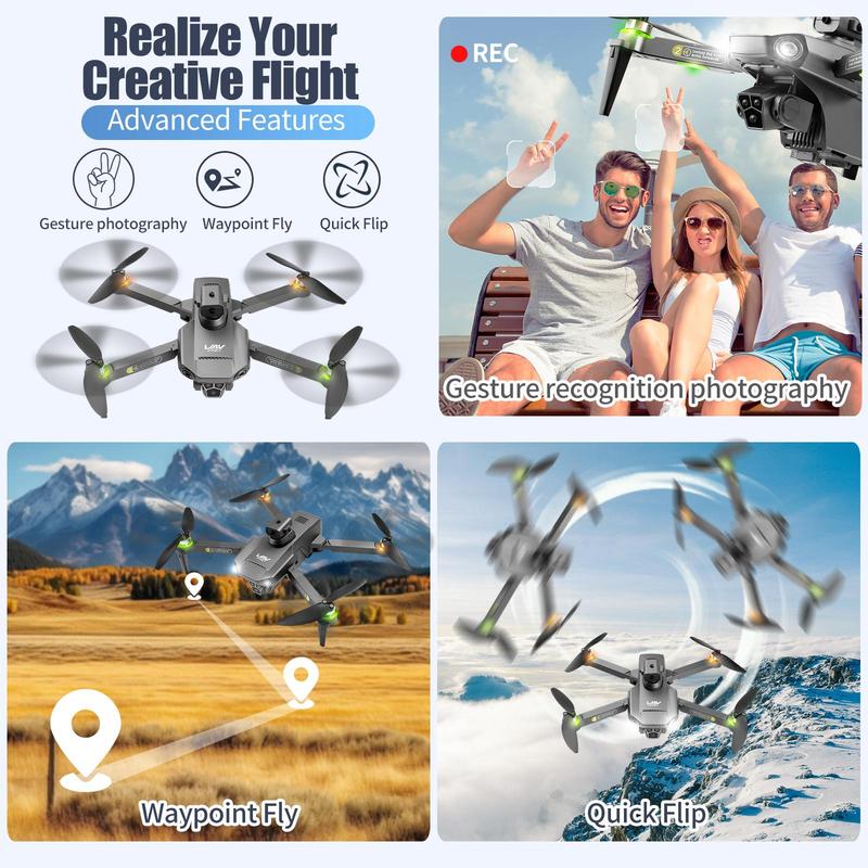 4K Camera Drones for Adults & Kids, RC Quadcopter with 5GHz WiFi, 90° Electric Adjustable Lens & 50x Zoom - Ultimate Aerial Experience