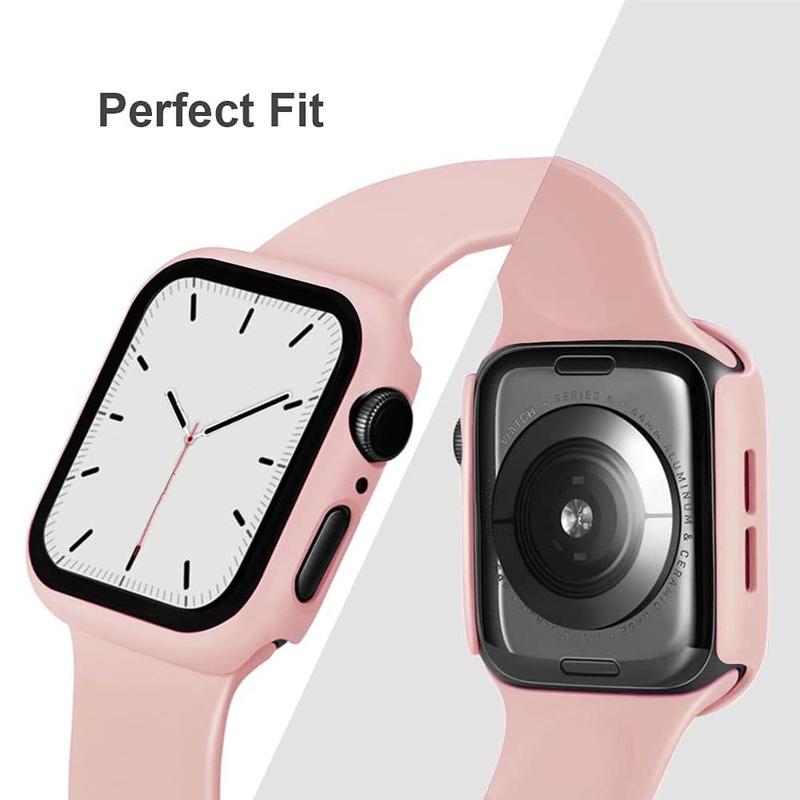 Soft Silicone Watch Band & Screen Protector Case, 2 Counts set Comfortable Adjustable Watch Band & Screen Protector Compatible With Apple Watch Band 38 40 41 42 44 45 49mm