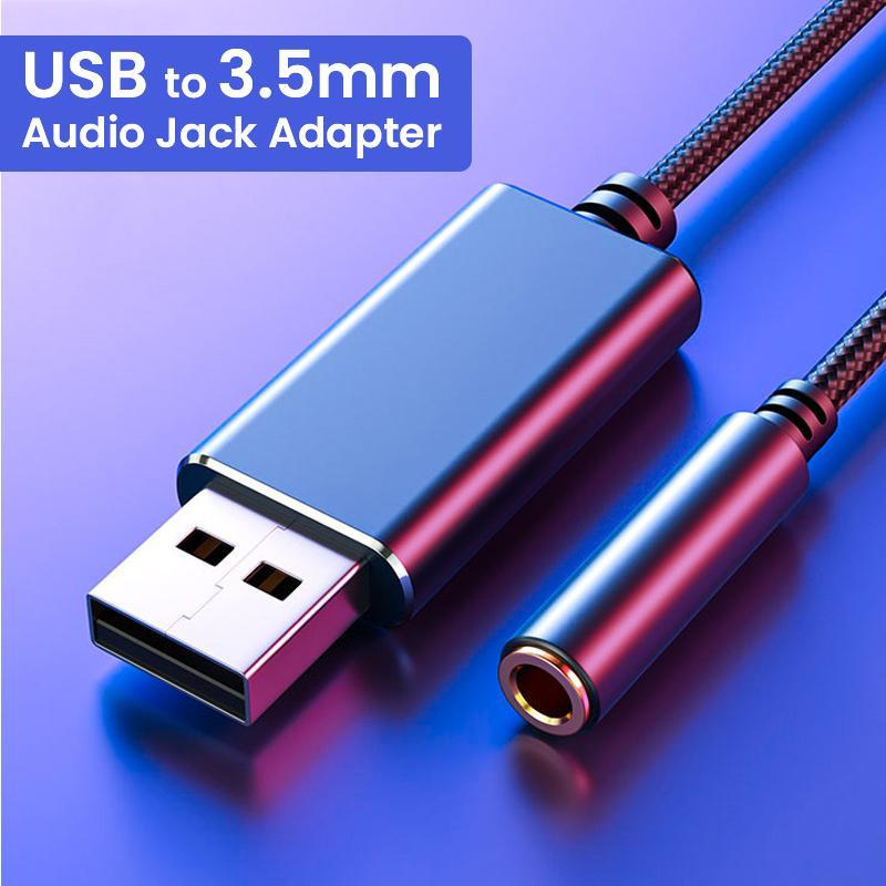 USB to 3.5mm Jack Audio Cable, USB to Aux Adapter, External Stereo Sound Card Support USB to TRRS 4-Pole Aux Port Headphones