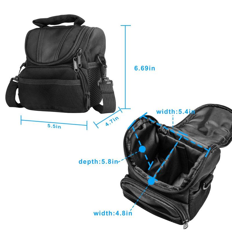 Waterproof Camera Bag Small Shoulder Camera Messenger Bag SLR DSLR Canvas Crossbody Camera Case for Women and Men - Black