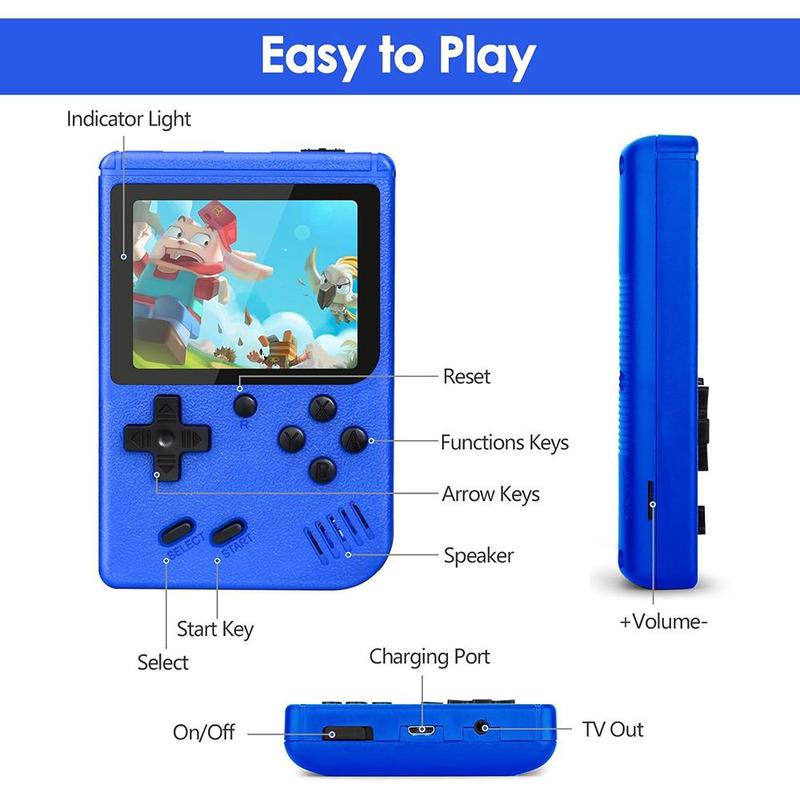 Handheld Game Console for Kids Adults,Retro Video Game Console Built in 800 Games Portable Handheld Kids Game Console,Support for Connecting TV and Two Players on TV playstation5 Compact Cable Charging Device Digital Lithium Rechargeable Screen Protection