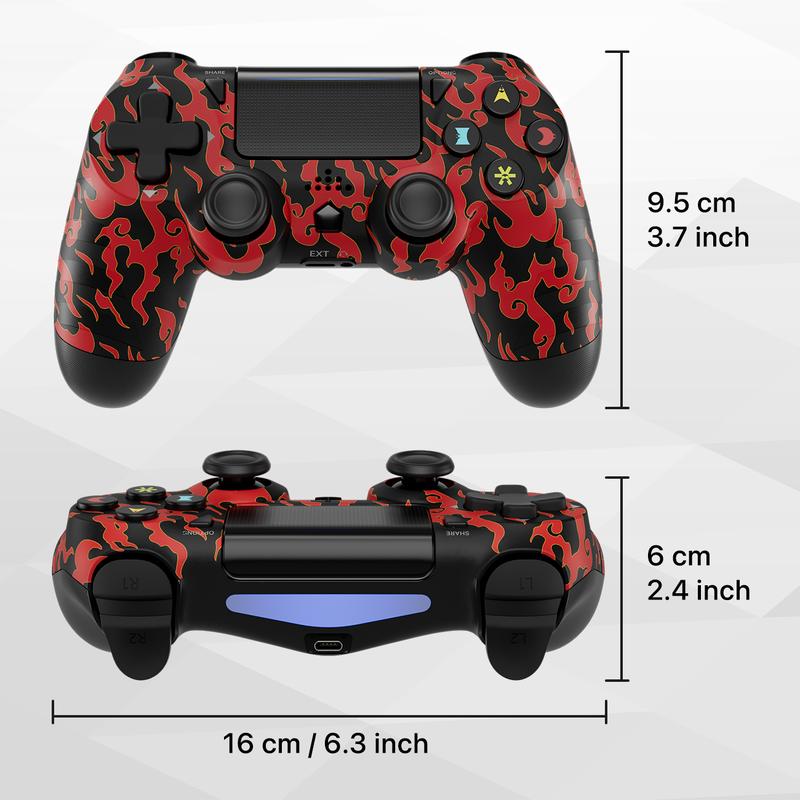 ISHAKO Wireless Game Controller for PS4 PS3 PC Android iOS, With Double Vibration, motion sensing, touchpad, speaker, Type C, gamepad, PS414 Red